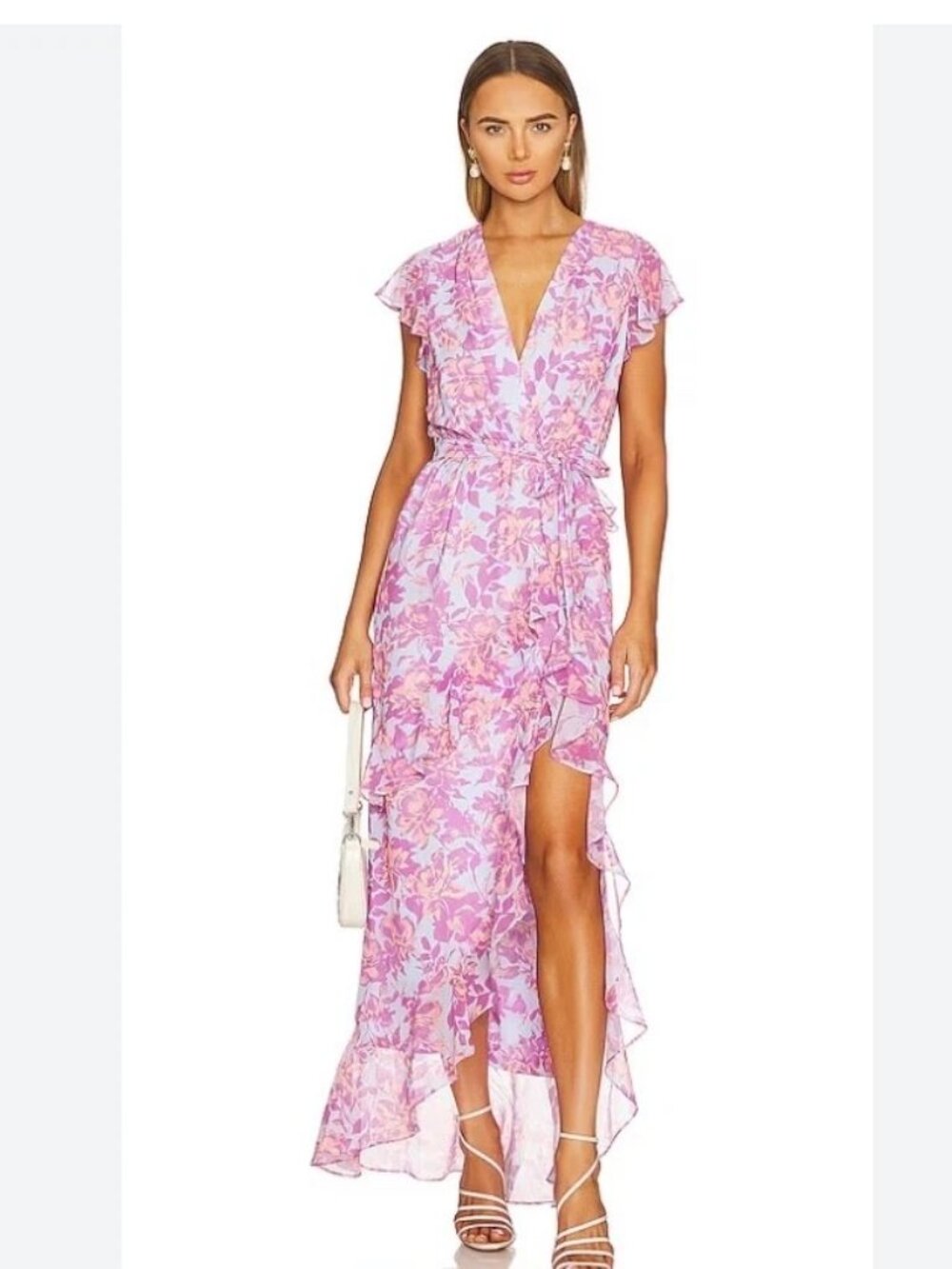 Amanda Uprichard Johanna Maxi Dress in Midsummer Rosette Floral Print Sz Medium